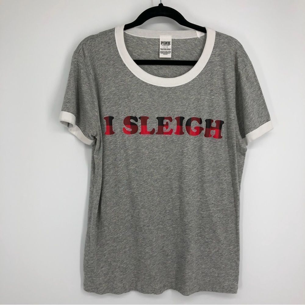 PINK by VS I Sleigh Christmas‎ Tee Large